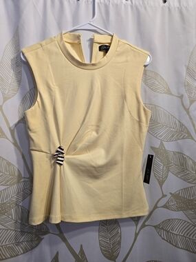 On 12th - Draped Knot Sleeveless Top - Pale Yellow